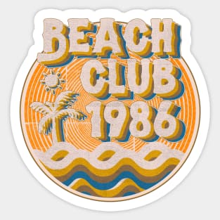 vintage retro beach club 70s 1986 with spirale orange Sticker